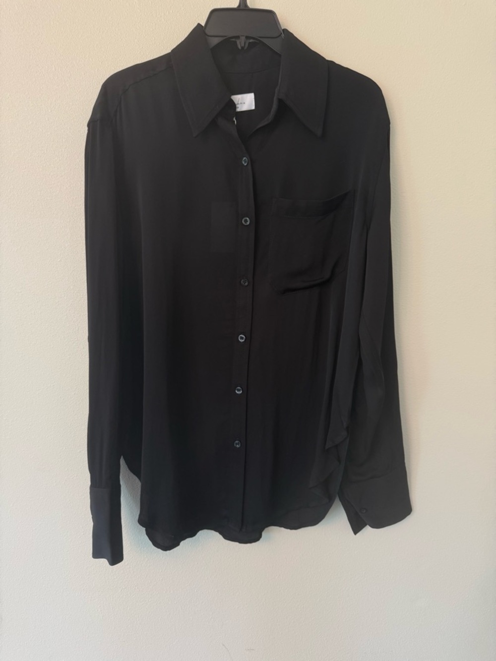 L'Academie Lenae Black Button Down Shirt Size S NWT Revolve Sheer Drapey Blouse - Picture 4 of 10